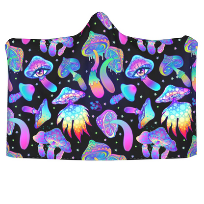 PSYCHEDELIC NEON MUSHROOM HOODED BLANKET