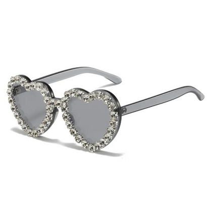 RHINESTONE HEART SHAPED SUNGLASSES