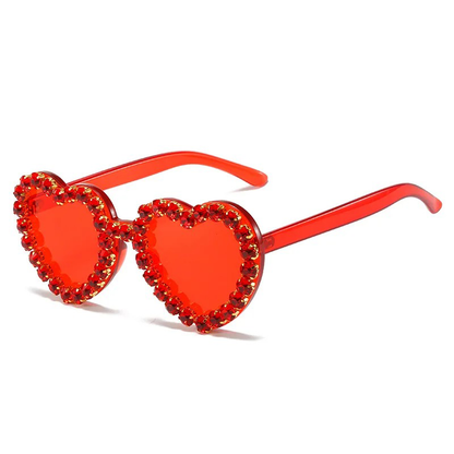 RHINESTONE HEART SHAPED SUNGLASSES